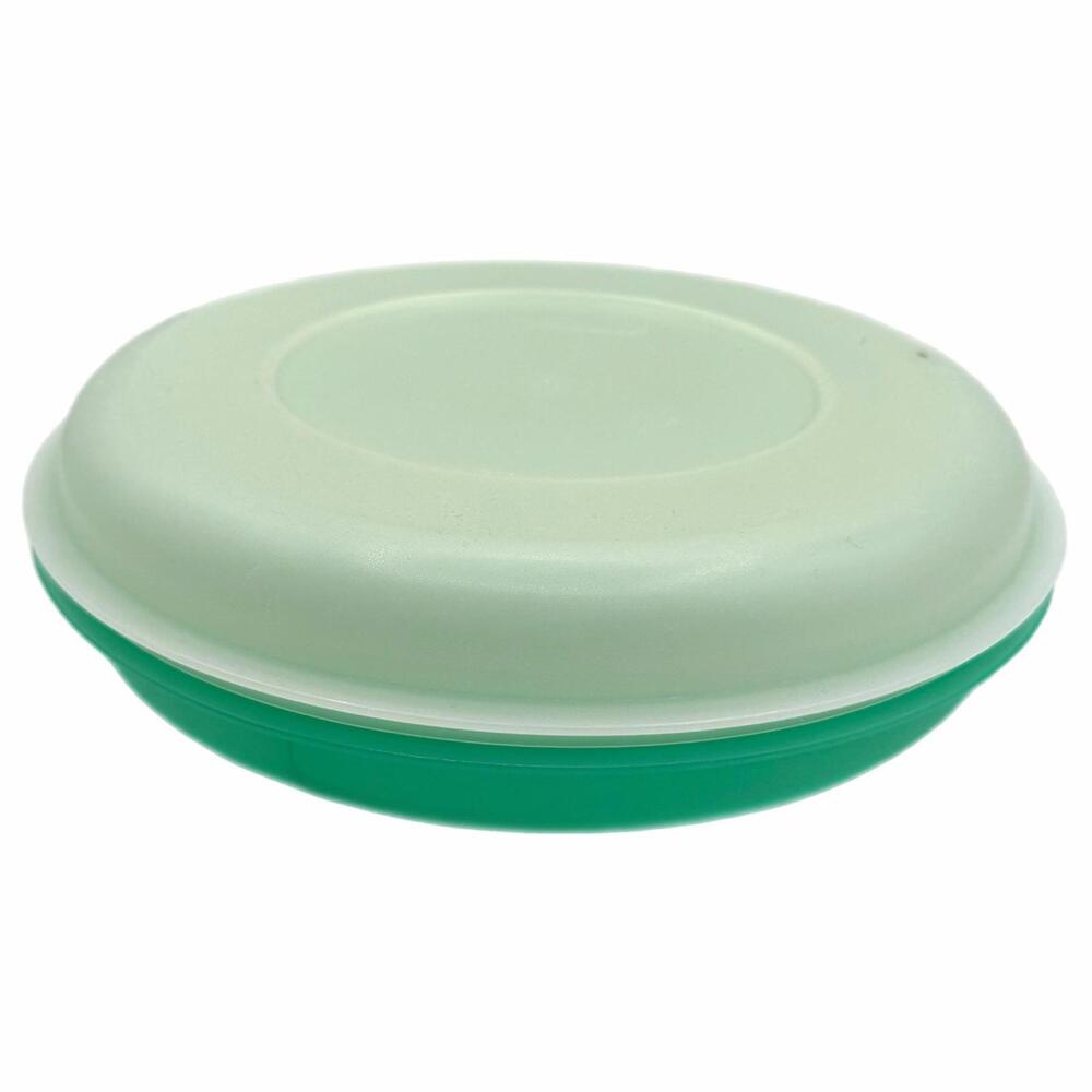 Vintage Tupperware Green Round 4-Section Serving Tray 1708-5 with Sheer Lid